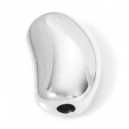 Image de 1 Pièce Breloques en 304 Acier Inoxydable Hypoallergénique Géométrique Pois Argent Mat Vide 11.5mm x 7.5mm