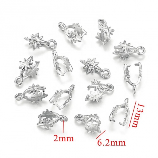 Immagine di 1 Pz 304 Acciaio Inossidabile Fermagli Per Ciondolo Pizzico Tono Argento 13mm x 6mm