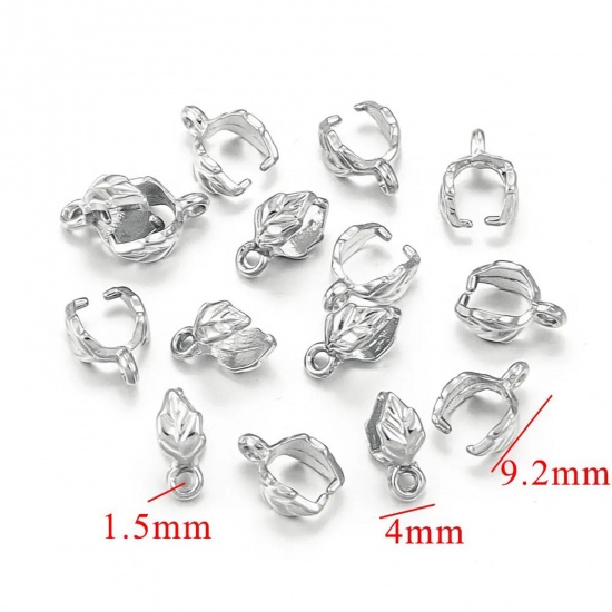 Immagine di 1 Pz 304 Acciaio Inossidabile Fermagli Per Ciondolo Pizzico Tono Argento 9mm x 4mm