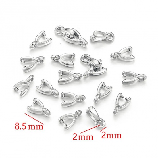 Immagine di 1 Pz 304 Acciaio Inossidabile Fermagli Per Ciondolo Pizzico Tono Argento 8.5mm x 2mm