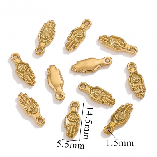 Imagen de 1 Unidad Enchapado al Vacío 304 Acero Inoxidable Colgantes Palma Chapado en Oro 5.5mm x 14.5mm