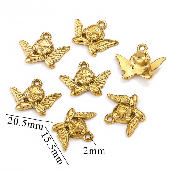 Imagen de 1 Unidad Enchapado al Vacío 304 Acero Inoxidable Colgantes Cupido Chapado en Oro 20.5mm x 15.5mm