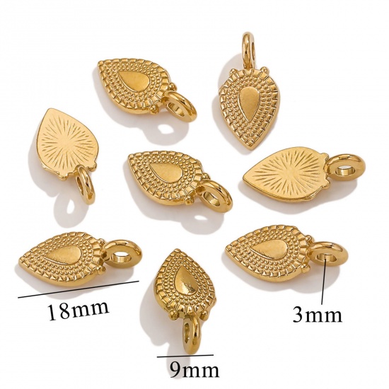 Imagen de 1 Unidad Enchapado al Vacío 304 Acero Inoxidable Colgantes Corazón Chapado en Oro 9mm x 18mm