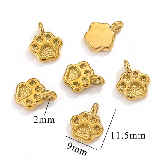 Imagen de 1 Unidad Enchapado al Vacío 304 Acero Inoxidable Colgantes Garra de Pata de Perro Chapado en Oro 9mm x 11.5mm