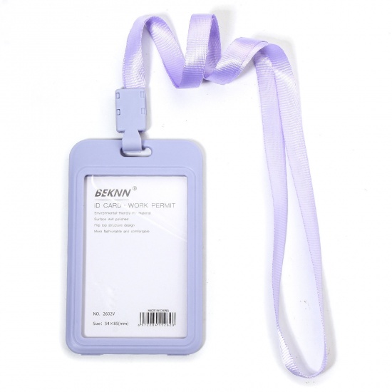 Picture of 12 PCs Polyester & PVC Simple ID Card Badge Holders Rectangle Purple 11.2cm x 6.9cm