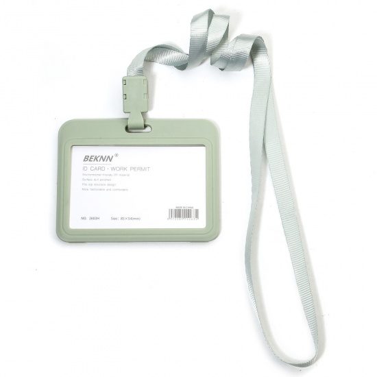 Immagine di 12 Pz Poliestere & PVC Semplice Porta Carta D'identità Rettangolo Verde Salvia 10cm x 7.8cm