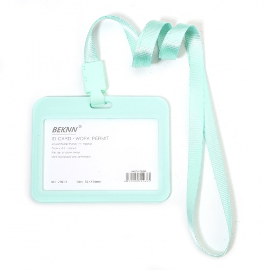 Immagine di 12 Pz Poliestere & PVC Semplice Porta Carta D'identità Rettangolo Menta Verde 10cm x 7.8cm