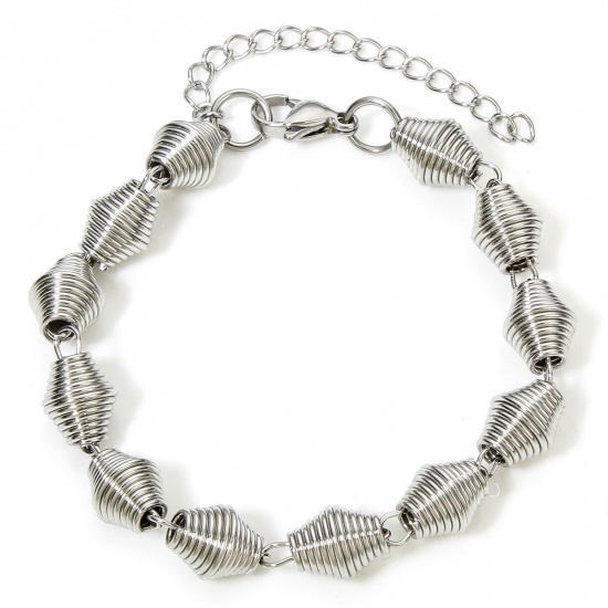 Immagine di 1 Piece 304 Stainless Steel Handmade Link Chain Bracelets Silver Tone 17.5cm(6 7/8") long