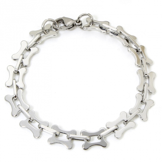 Immagine di 1 Piece 304 Stainless Steel Handmade Link Chain Bracelets Silver Tone 19cm(7 4/8") long