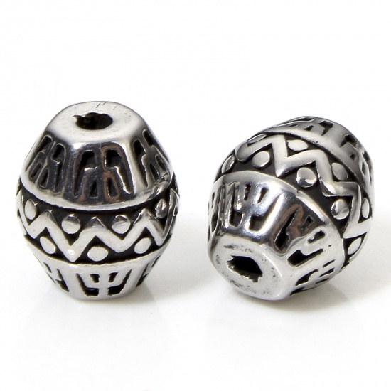 Bild von 2 Stück 304 Edelstahl Perlen zur DIY-Schmuckherstellung Kegel Antiksilber 10mm x 9mm, Loch: ca. 1.6mm