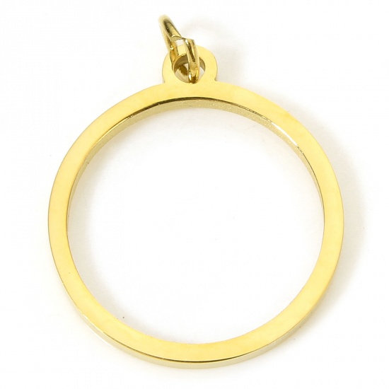 Immagine di 5 Pz Placcatura Sottovuoto PVD Ecologica 304 Acciaio Inossidabile Geometrico Ciondoli Placcato Oro 18K Tondo Filigrana 20mm x 15mm