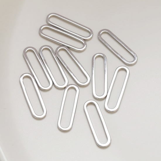 Image de 5 Pcs Connecteurs Pendentifs Breloques Géométrique en Laiton Ovale Plaqué Platine Creux 26mm x 7.5mm