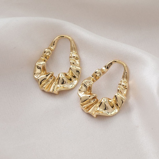 Bild von 1 Stück Messing Geometrisch Anhänger 14K Gold Plattiert Tropfen 3.2cm x 2.4cm