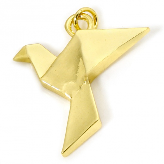 Immagine di 1 Pz Ecologico Ottone Origami Ciondoli Pendenti Piccone 18K Vero Oro Placcato Animale 3cm x 2.5cm