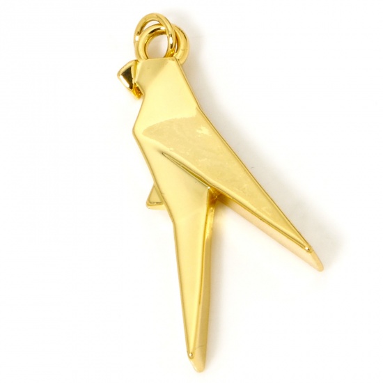 Immagine di 1 Pz Ecologico Ottone Origami Ciondoli Pendenti Pappagallo 18K Vero Oro Placcato Animale 3.6cm x 1.4cm