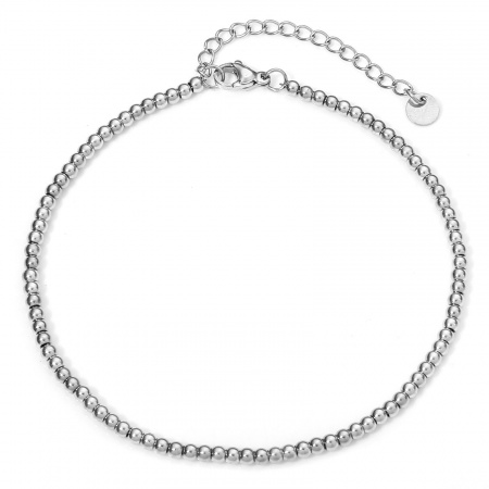 Bild von Großhandel 304 Edelstahl Perlenkette Fußketten, Silberfarbe Unisex Minimalistisch Geschenk Schmuckbedarf, 23cm lang, Kettengröße: 4mm, 1 Strang