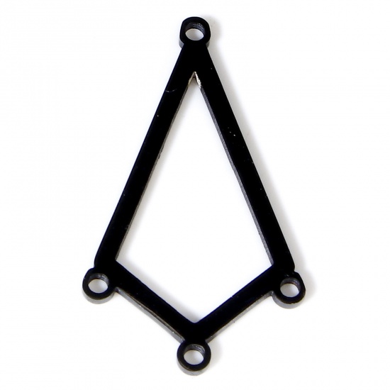 Immagine di 2 Pz 304 Acciaio Inossidabile Lampadario Connettore Poroso Quadrilatero Nero Lucidatura su Entrambi i Lati 25mm x 14.5mm