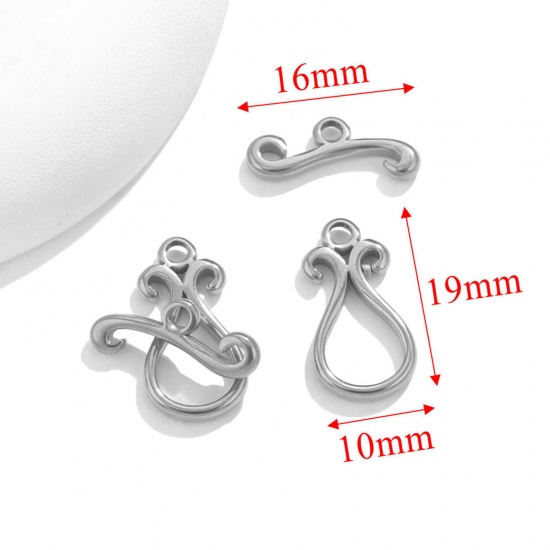 Picture of 1 Set 304 Stainless Steel Toggle Clasps Silver Tone 10mm x 19mm