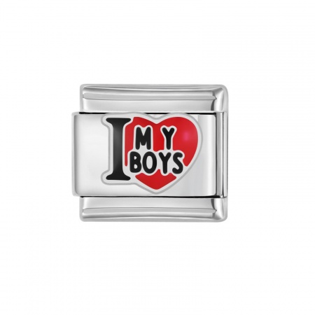 Picture of 1 Piece 304 Stainless Steel Italian Charm Links For DIY Bracelet Jewelry Making Silver Tone Rectangle Heart Enamel 10mm x 9mm