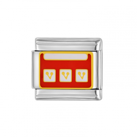 Picture of 1 Piece 304 Stainless Steel Italian Charm Links For DIY Bracelet Jewelry Making Silver Tone Rectangle Enamel 10mm x 9mm