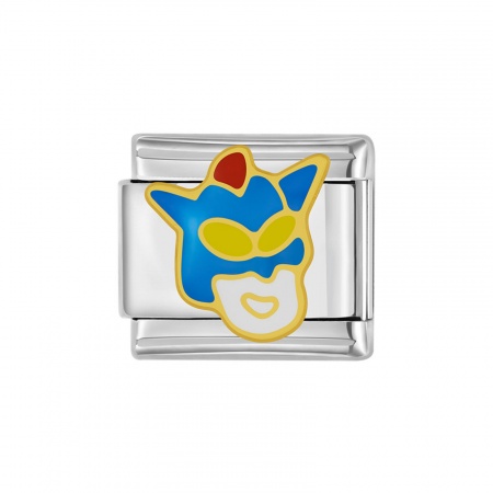 Picture of 1 Piece 304 Stainless Steel Italian Charm Links For DIY Bracelet Jewelry Making Silver Tone Rectangle Robot Enamel 10mm x 9mm