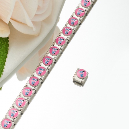 Immagine di 1 Pz 304 Acciaio Inossidabile Bracciale con Charm Italiano a Maglie, Creazione di Gioielli Fai-da-te Tono Argento Rettangolo Macchina Smalto 10mm x 9mm