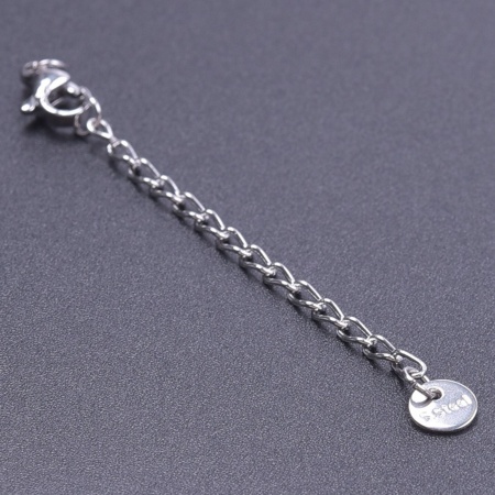 Picture of 5 PCs 304 Stainless Steel Extender Chain For Necklace Bracelet Jewelry Making Silver Tone With Lobster Claw Clasp 7cm(2 6/8") long, Usable Chain Length: 5cm(2")