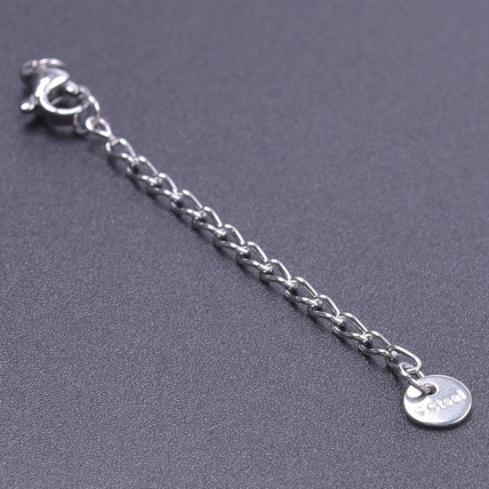 Immagine di 5 Pz 304 Acciaio Inossidabile Estensione Catene Per Bracciale Collana Gioielli Tono Argento Con Aragosta Fermagli Fibbia 7cm Lunghezza, Lunghezza catena utile: 5cm