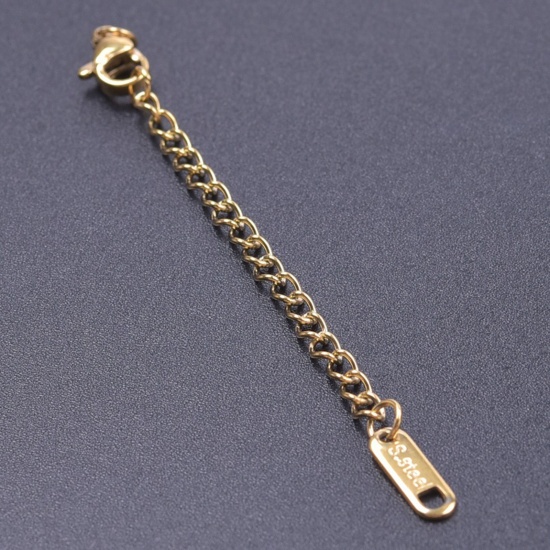 Immagine di 5 Pz Placcatura Sottovuoto 304 Acciaio Inossidabile Estensione Catene Per Bracciale Collana Gioielli Placcato Oro 18K Con Aragosta Fermagli Fibbia 7.5cm Lunghezza, Lunghezza catena utile: 5cm