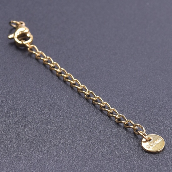 Immagine di 5 Pz Placcatura Sottovuoto 304 Acciaio Inossidabile Estensione Catene Per Bracciale Collana Gioielli Placcato Oro 18K Con Aragosta Fermagli Fibbia 7cm Lunghezza, Lunghezza catena utile: 5cm