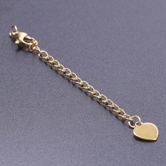 Immagine di 5 Pz Placcatura Sottovuoto 304 Acciaio Inossidabile Estensione Catene Per Bracciale Collana Gioielli Placcato Oro 18K Con Aragosta Fermagli Fibbia 7.2cm Lunghezza, Lunghezza catena utile: 5cm