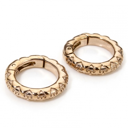 Picture of 1 Piece Eco-friendly PVD Vacuum Plating 304 Stainless Steel Connectors Clasp For DIY Jewelry Making Circle Ring Fleur-De-Lis Rose Gold Vintage 19mm Dia.