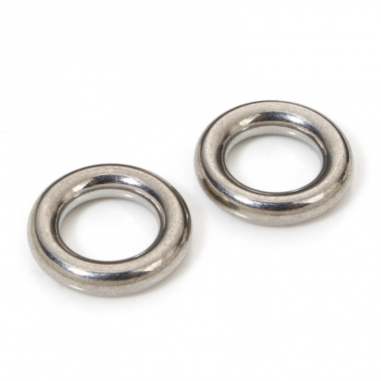 Picture of 5 PCs 3mm 304 Stainless Steel Closed Soldered Jump Rings Findings Round Silver Tone 14mm Dia.