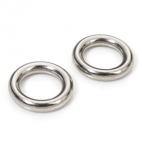 Picture of 5 PCs 3mm 304 Stainless Steel Closed Soldered Jump Rings Findings Round Silver Tone 16mm Dia.