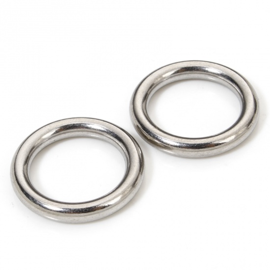 Picture of 5 PCs 3mm 304 Stainless Steel Closed Soldered Jump Rings Findings Round Silver Tone 20mm Dia.