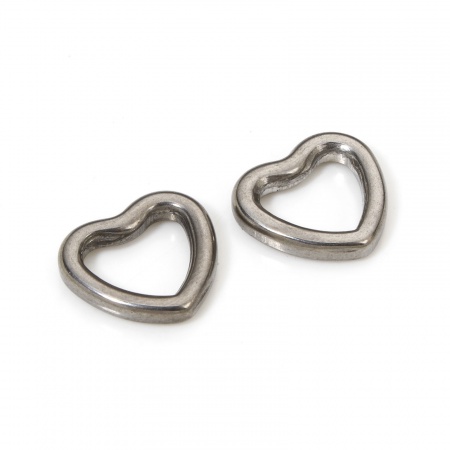 Immagine di 5 Pz 11mm x 10mm, 2mm 304 Acciaio Inossidabile Chiuso Stile Anello di Salto Tono Argento Cuore