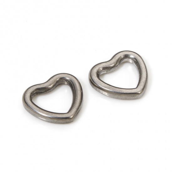 Picture of 5 PCs 2mm 304 Stainless Steel Closed Soldered Jump Rings Findings Heart Silver Tone 11mm x 10mm