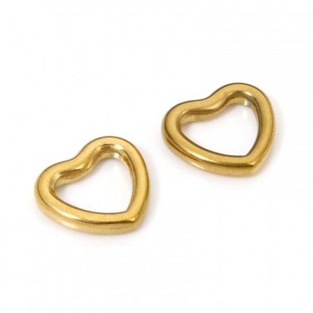 Immagine di 5 Pz 11mm x 10mm, 2mm Placcatura Sottovuoto 304 Acciaio Inossidabile Chiuso Stile Anello di Salto Placcato Oro 18K Cuore