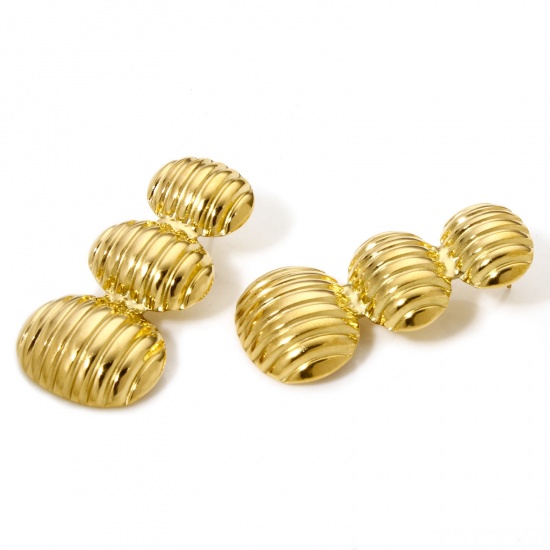 Bild von 1 Paar Vakuumbeschichtung 304 Edelstahl Ohrring Ohrstecker 18K Vergoldet Geometrie Mit Stöpsel 39mm x 19.5mm, Drahtstärke: (21 gauge)
