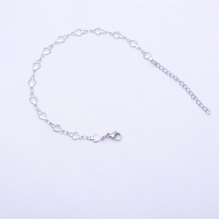 Bild von Großhandel Pilz 304 Edelstahl Handgefertigte Gliederkette Fußketten, Silberfarbe Umweltfreundlich, Frauen Ins Stil Stilvoll Geschenk Schmuckbedarf, 21cm lang, 1 Strang