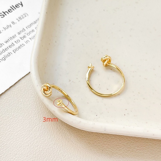 Imagen de 1 Unidad Respetuoso del Medio Ambiente Latón Estilo Ins Abierto Anillo De Montaje Semipesado Para Ajuste De Perlas Diy Nudo Ronda Chapado en Oro de 18K (Apta 3mm) 18mm (US Size 7.75)