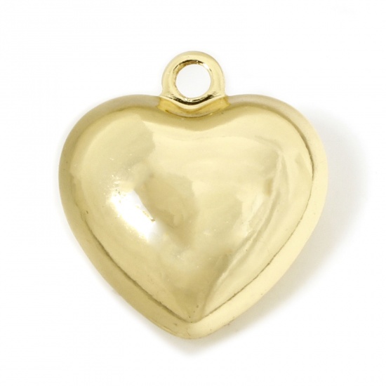 Picture of 1 Piece Eco-friendly Brass Valentine's Day Pendants 18K Real Gold Plated Heart 3D 3.7cm x 3.6cm