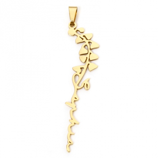 Immagine di 1 Pz Placcatura Sottovuoto 201 Acciaio Inossidabile Maggio Fiore del Mese di Nascita Ciondoli Pendenti Oro Placcato Mughetto Filigrana 5.8cm x 1.3cm