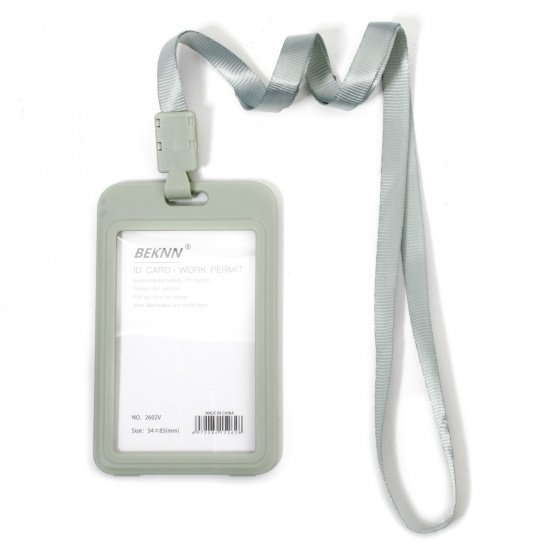 Picture of 12 PCs Polyester & PVC Simple ID Card Badge Holders Rectangle Sage Green 11.2cm x 6.9cm