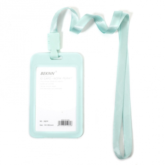 Picture of 12 PCs Polyester & PVC Simple ID Card Badge Holders Rectangle Mint Green 11.2cm x 6.9cm