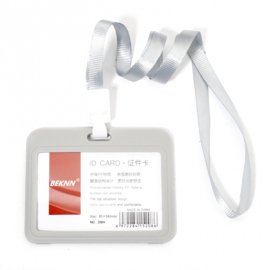 Immagine di 12 Pz Poliestere & PVC Semplice Porta Carta D'identità Rettangolo Grigio 10cm x 7.8cm