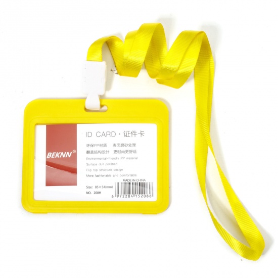 Immagine di 12 Pz Poliestere & PVC Semplice Porta Carta D'identità Rettangolo Giallo 10cm x 7.8cm