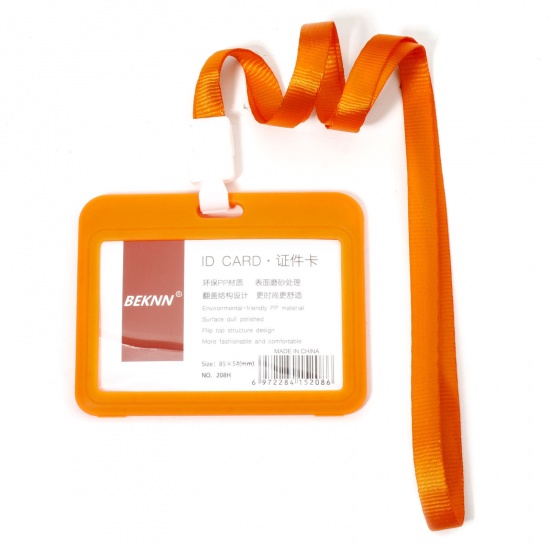 Immagine di 12 Pz Poliestere & PVC Semplice Porta Carta D'identità Rettangolo Rosso Arancione 10cm x 7.8cm