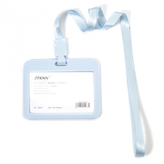 Immagine di 12 Pz Poliestere & PVC Semplice Porta Carta D'identità Rettangolo Azzurro 10cm x 7.8cm