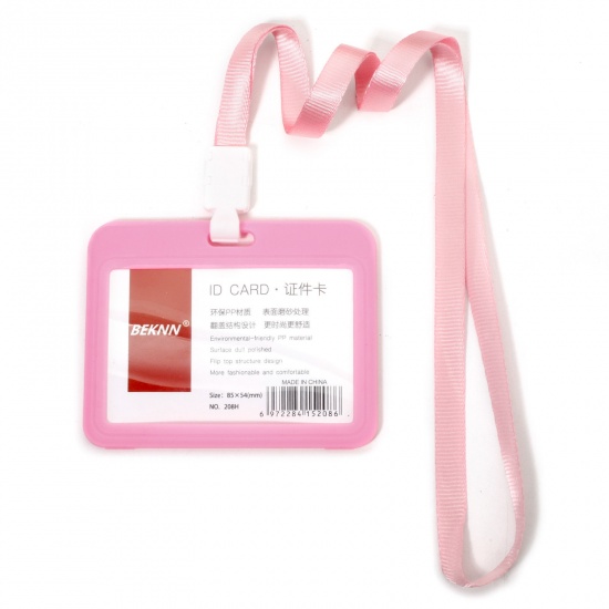 Immagine di 12 Pz Poliestere & PVC Semplice Porta Carta D'identità Rettangolo Rosa Caldo 10cm x 7.8cm